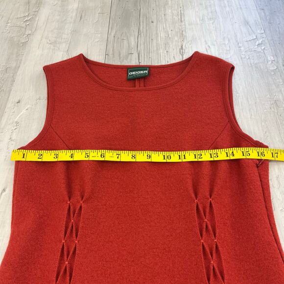 Geiger Of Austria Red Sleeveless Fitted Elegant Classic Warm Pure Wool Dress 6-8 - Picture 9 of 10